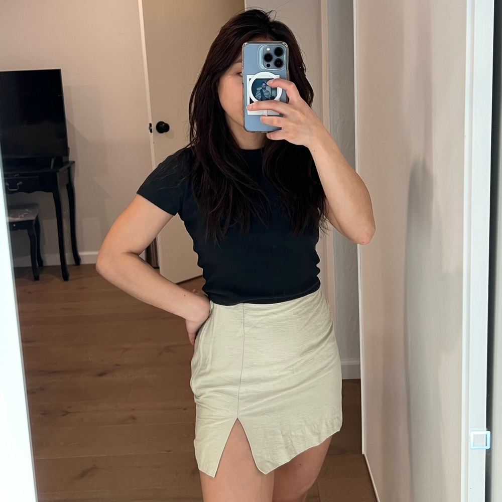 H&M linen blend mini skirt sz 0